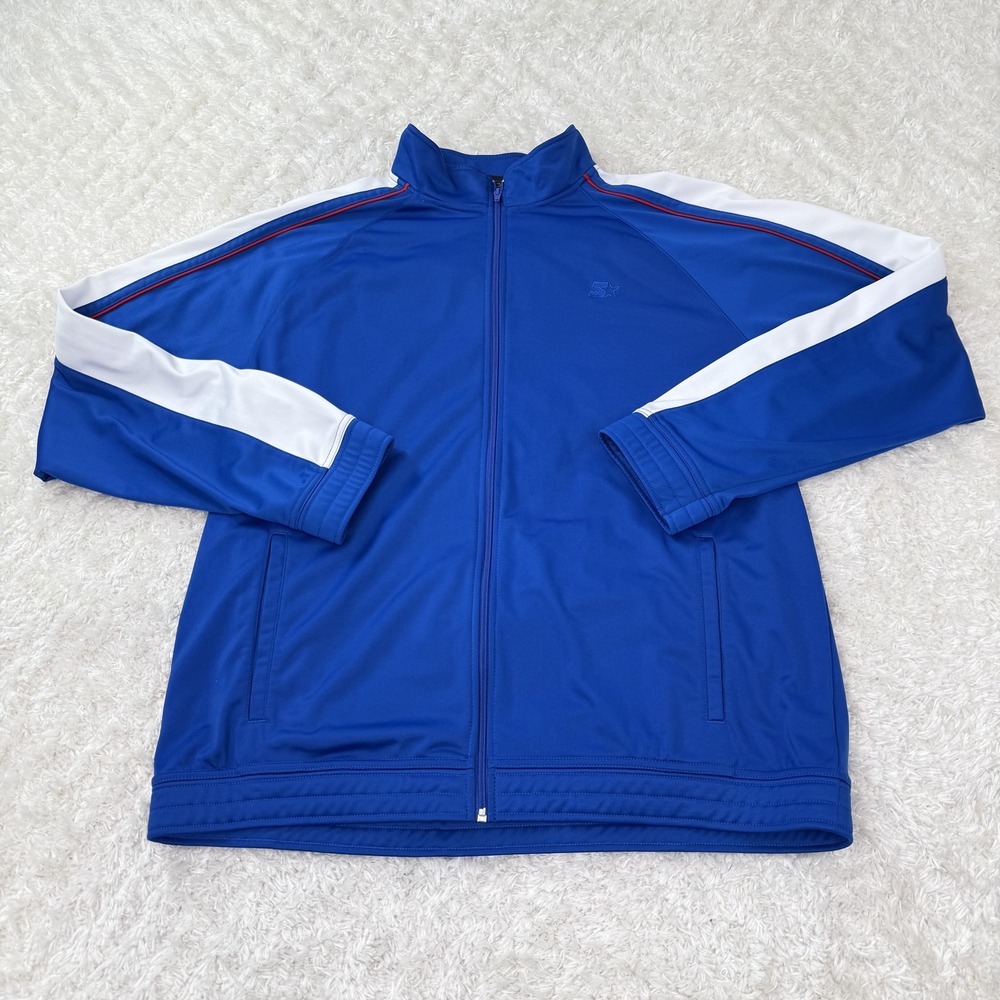 Starter Jacket Mens Large Full Zip Track Athletic Outerwear Really Royal Blue
